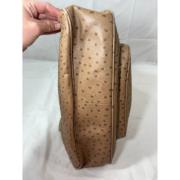 Talbots Light Brown Ostrich Leather Textured Hobo Bag Purse - Picture 11 of 17